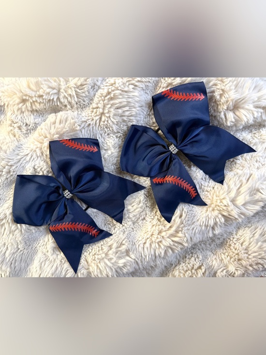 Other - Custom Made Navy Blue Baseball Stitch Hair Bows